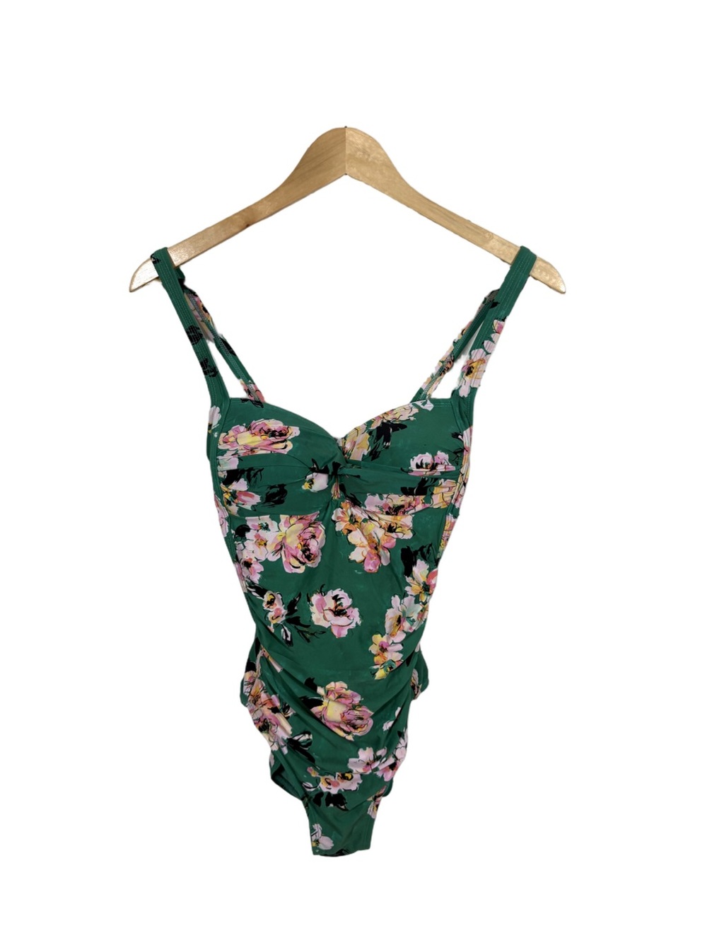 Nip Tuck Swim Green Floral One Piece Swimsuit Multi Fit Cup US 4